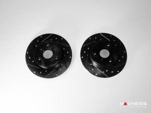 smart fortwo Brake Rotors (2) - 451 - Front - R1 Concepts - eLine Black Series - Drilled + Slotted